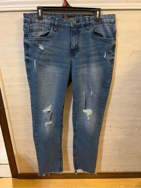 Ring of Fire Men’s Distressed Blue Straight Taper Jeans